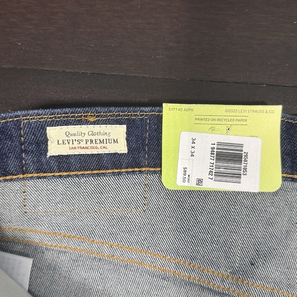 Levi's 502 Jeans Size 34 x 34 BIG E Straight Leg Dark Wash Denim Red Tab 72 - Picture 7 of 7